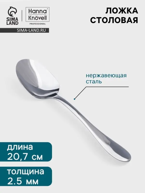 Столовая ложка Hanna Kn&ouml;vell Svartan, 20.7 см, толщина 2.5 мм, нержавеющая сталь, серебристая