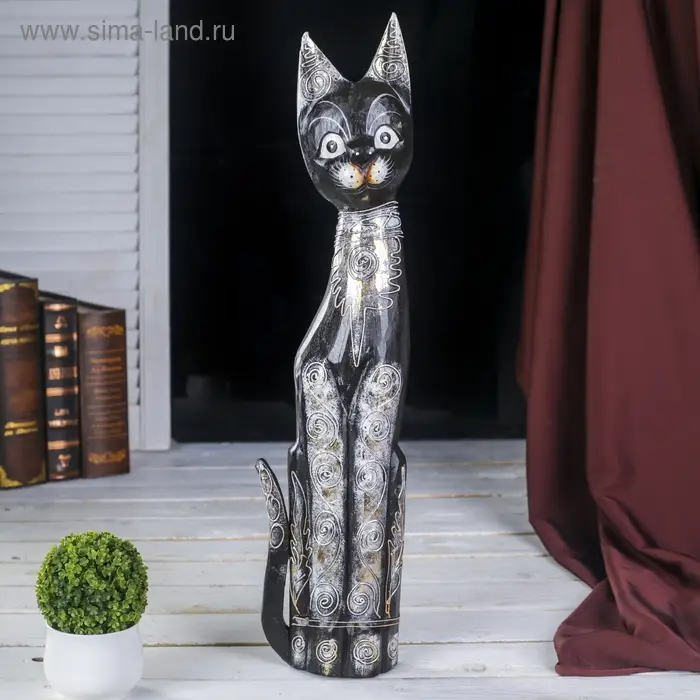 Сувенир дерево Сувенир дерево "Кошка с золотистыми завитушками" 5х14х60 см