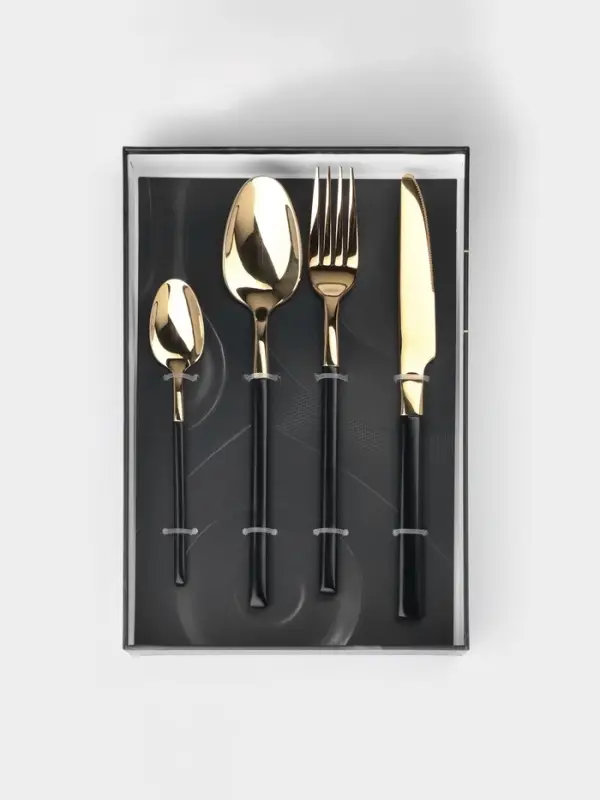 Столовые приборы Magistro &laquo;Версаль&raquo;, 4 предмета, нержавеющая сталь, золотистые, чёрные