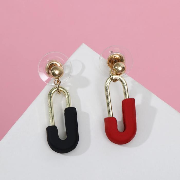 Серьги ассорти «Магниты» притяжение, цвет красно-чёрный в золоте Серьги ассорти «Магниты» притяжение, цвет красно-чёрный в золоте