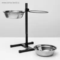 Подставка с мисками, 2&times;2 л, высота 50 см, разборная, чёрная