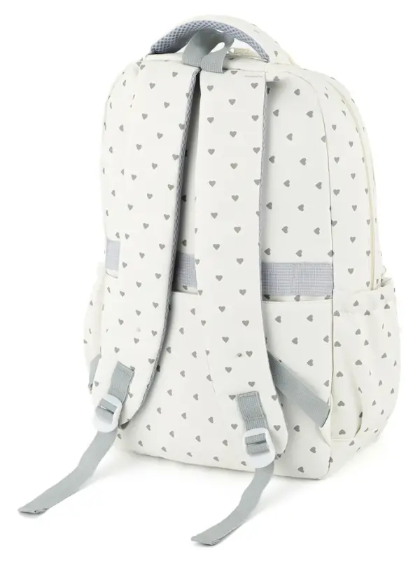 Рюкзак школьный для девочки &laquo;Сердца&raquo;, 4 кармана, 31&times;13&times;48 см, белый