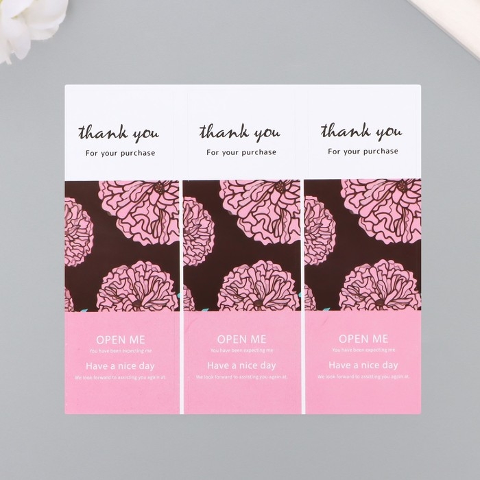 Наклейка бумага благодарность Наклейка бумага благодарность "Бутоны" набор 50 шт 9х3 см