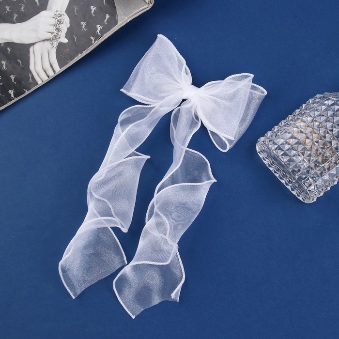 Зажим для волос  Зажим для волос "Школьница" бантик, 13х30 см, белый