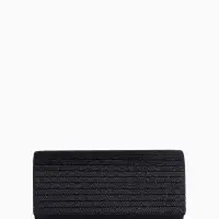 Сумка-клатч на магните, на серебристой цепочке, чёрная