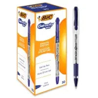 Ручка гелевая, синяя, тонкое письмо 0,5 мм, BIC Gelocity Stiс, удобный держатель для письма