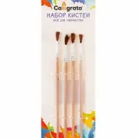 Набор кистей для рисования, пони, 4 штуки: № 2, 4, 6, 8, круглые, деревянная ручка, международный размер