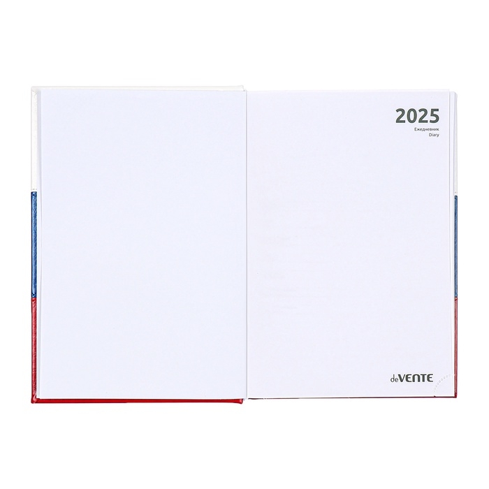 Ежедневник датированный 2025 года, deVENTE. Flag, A5 168 листов, твердая обложка кожзам с поролоном, тиснение фольгой, перфорация, ляссе, блок 70 г/м2 Ежедневник датированный 2025 года, deVENTE. Flag, A5 168 листов, твердая обложка кожзам с поролоном, тиснение фольгой, перфорация, ляссе, блок 70 г/м2