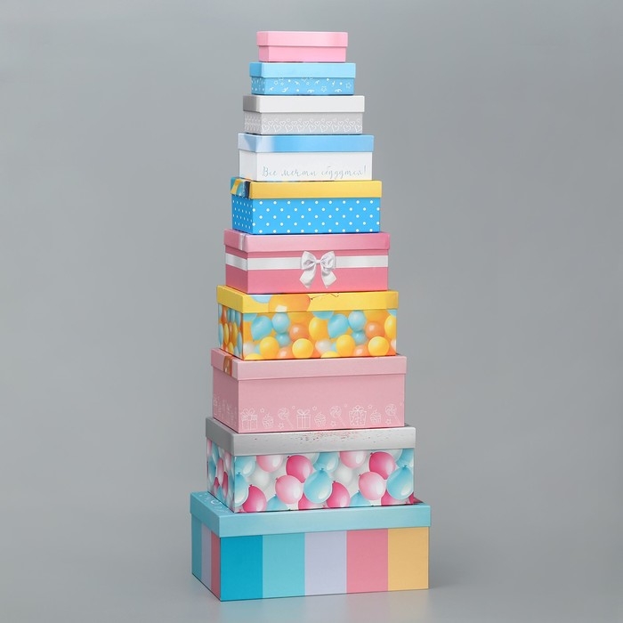 Набор коробок 10 в 1, упаковка подарочная, «Милые пожелания», 12 х 7 х 4 - 32.5 х 20 х 12.5 см Набор коробок 10 в 1, упаковка подарочная, «Милые пожелания», 12 х 7 х 4 - 32.5 х 20 х 12.5 см