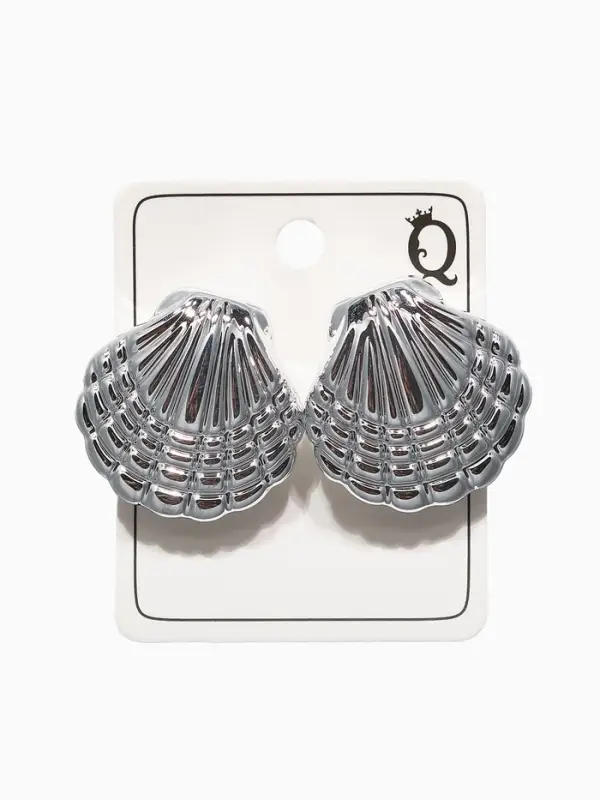 Серьги пластик &laquo;Ракушка&raquo;, мини, цвет серебро