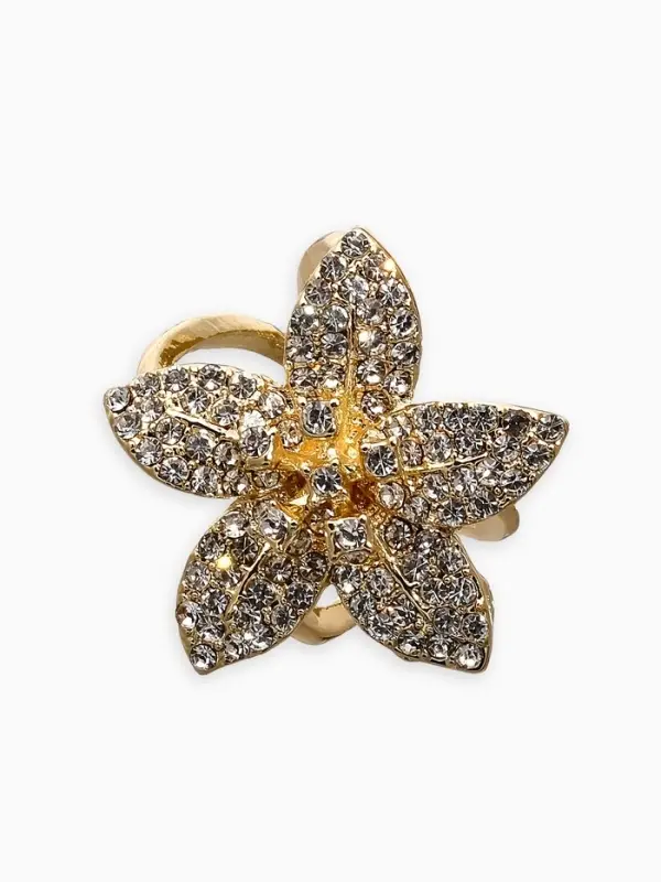 Кольцо для платка &laquo;Цветок Лилии&raquo;, белое в золоте