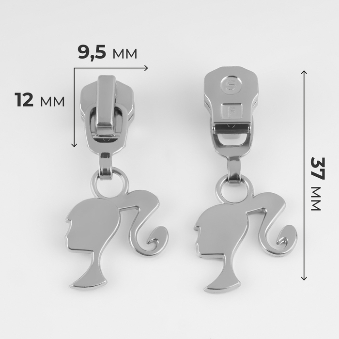 Бегунок автоматический для металлической молнии, №5, декоративный «Кукла», 10 шт, цвет никель Бегунок автоматический для металлической молнии, №5, декоративный «Кукла», 10 шт, цвет никель