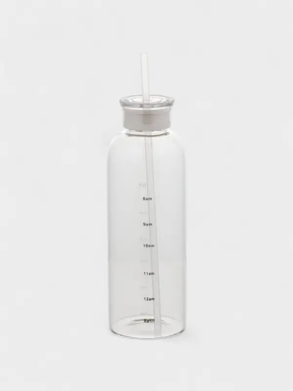 Бутылка для воды с трубочкой и шкалой времени, 750 мл, 7,5х23 см