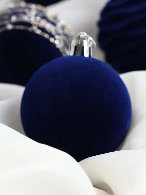 Набор шаров пластик d-6 см, 16 шт Набор шаров пластик d-6 см, 16 шт "Бархат. Маскарад" синий