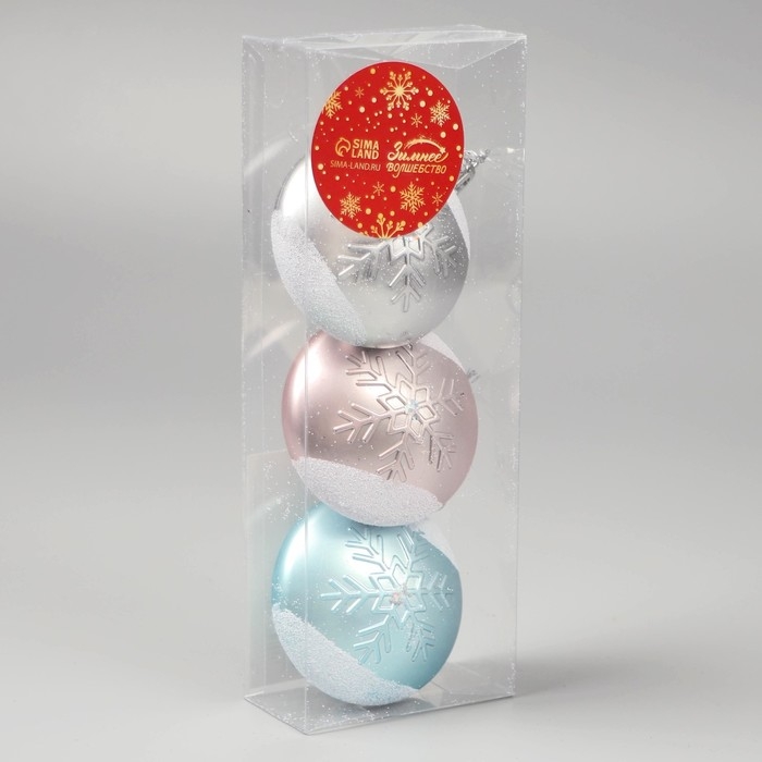 Украшение ёлочное Украшение ёлочное "Снежинка медальон" (набор 3 шт) нежность, 5,5 см, микс