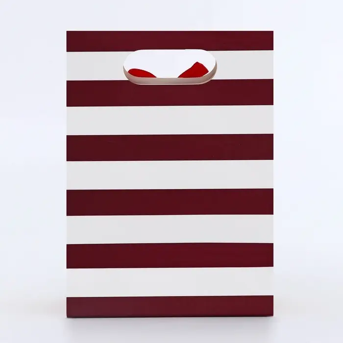 Подарочная коробка - пакет, упаковка с вырубной ручкой, «Полосы», 12×6×16 см Подарочная коробка - пакет, упаковка с вырубной ручкой, «Полосы», 12×6×16 см