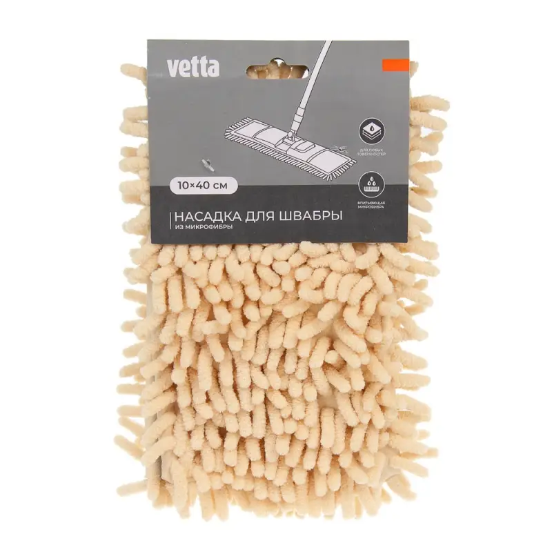 Насадка для швабры тм Vetta, 10х40см, 95 гр., &laquo;Лапша&raquo;,  микрофибра