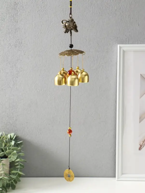 Музыка ветра &laquo;Слон на монетках&raquo;, 5 колокольчиков, 41&times;6 см