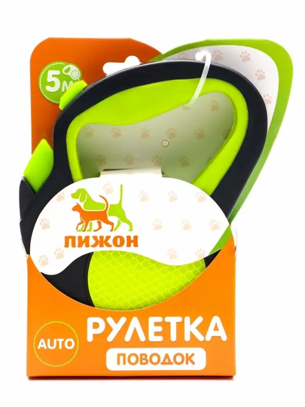 Рулетка &laquo;Пижон&raquo; светоотражающая, 5 м, до 30 кг, лента, прорезиненная ручка, зелёная