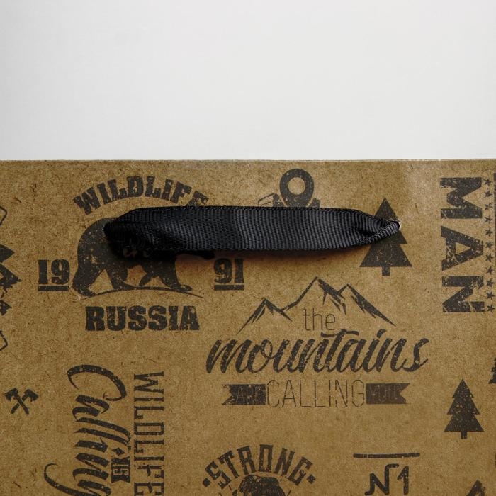 Пакет подарочный крафтовый вертикальный, упаковка, &laquo;For real man&raquo;, ML 23 х 27 х 11.5 см