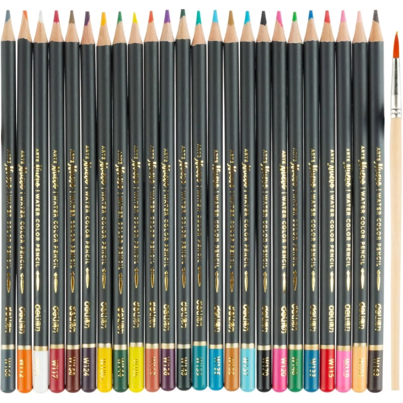 Карандаши акварельные Deli Arte Nuevo липа 24 цв/наб мет.туб. 68100