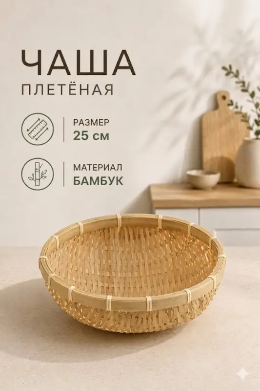 Чаша плетёная, 25 см, бамбук