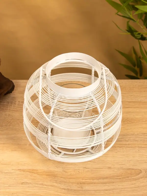 Подсвечник фонарь со стеклянной колбой, 19×19×18 см, d=9 см, металл, белый