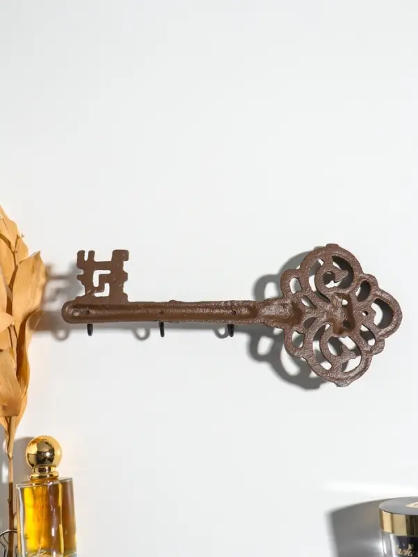 Крючки настенные &laquo;Ажурный ключ&raquo;, ключница декоративная, чугун, 27.2&times;12&times;3.5 см