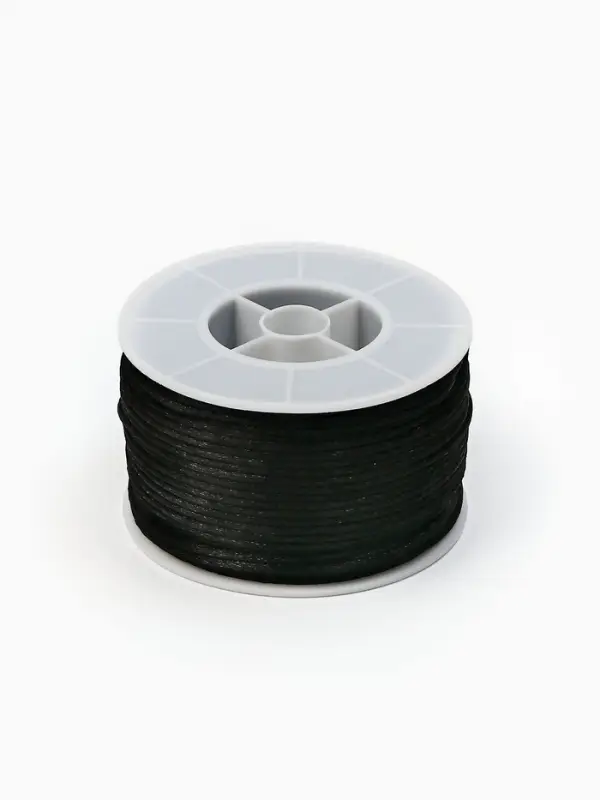 Шнур атласный на бобине 2мм ,50 метров, цвет чёрный Шнур атласный на бобине 2мм ,50 метров, цвет чёрный