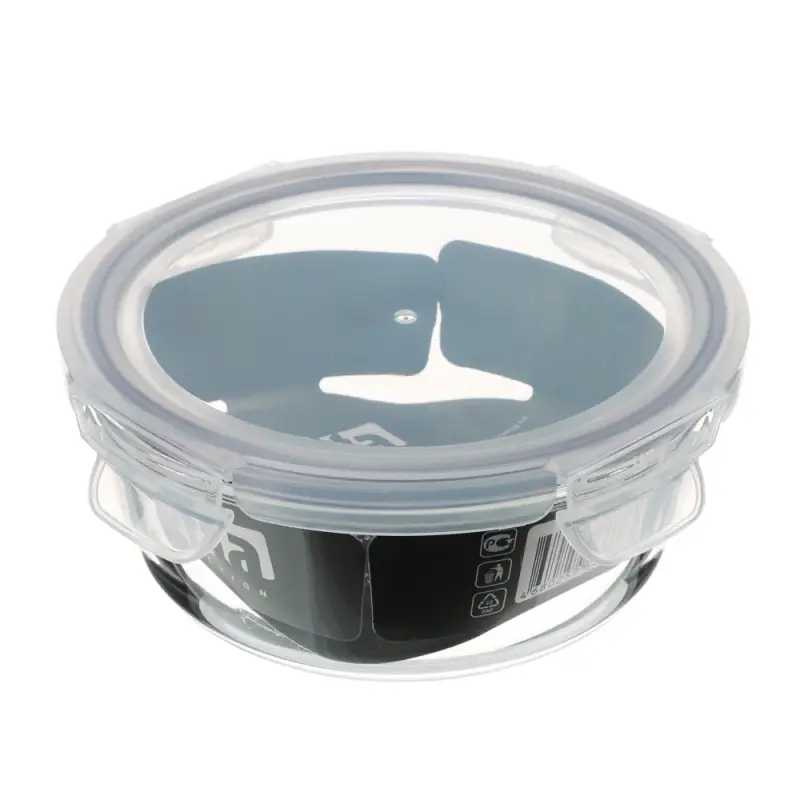 VETTA Контейнер для продуктов на защелках 600мл круглый, жаропрочное стекло