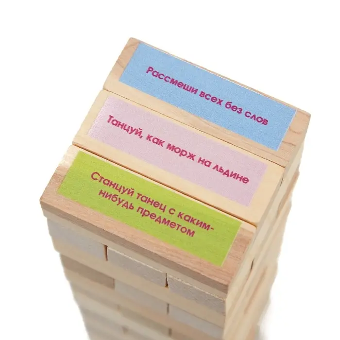 Падающая башня дженга, настольная игра, с фантами, 54 бруска, брусок 6.9 х 2.2 см, дерево Падающая башня дженга, настольная игра, с фантами, 54 бруска, брусок 6.9 х 2.2 см, дерево