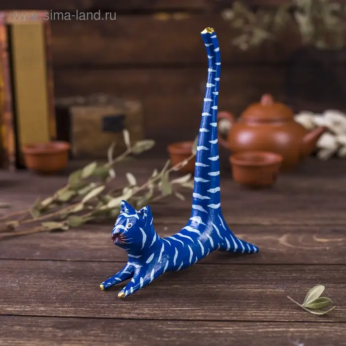 Сувенир дерево  Сувенир дерево "Кошка синяя под кольца" 13х3х14 см