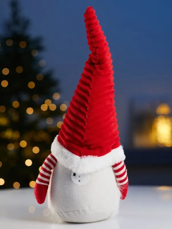 Светодиодная фигура &laquo;Гном романтик в красном&raquo; 40 см, текстиль, 1 LED, от батареек LR1130&times;3, свечение тёплое белое