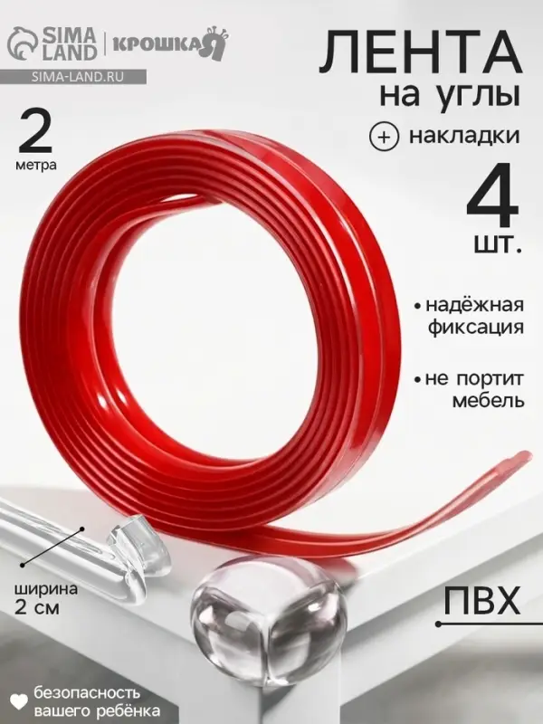 Набор: накладки на углы 4 шт., лента 2 м, ширина 2 см, прозрачный