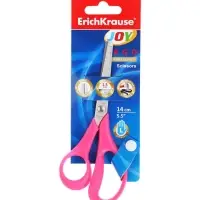 Ножницы детские для левшей 14 см, ErichKrause Joy Ergo, с закруглёнными концами лезвий и линейкой, МИКС