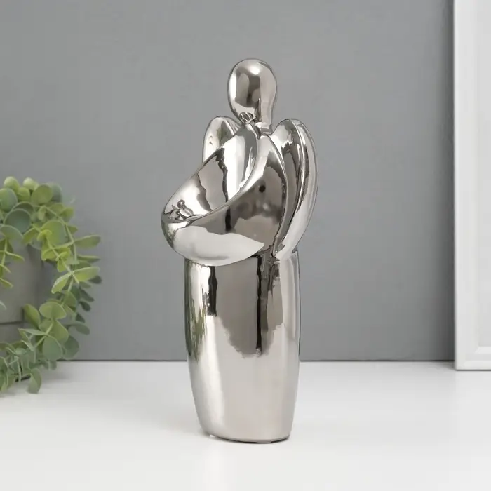 Подсвечник на 1 свечу &laquo;Ангел&raquo;, d=3.5 см, серебро, 14&times;9.5&times;25 см