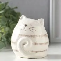 Сувенир керамика "Полосатый котик-шарик" 8х7,5х8,5 см