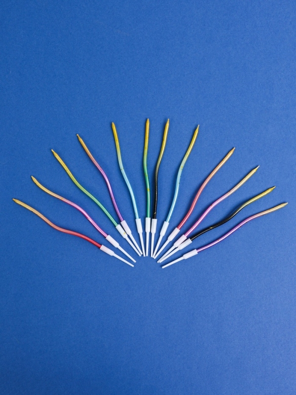 Свечи для торта Свечи для торта "Серпантин", 12 шт, разноцветный с блёстками