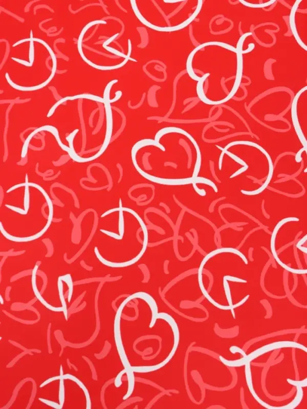 Пленка для цветов, "Сердца", красная, 57х57 см