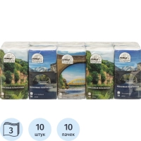 Носовые платочки Семья и Комфорт белые 3-сл. 10лх10пач/уп арт. 150