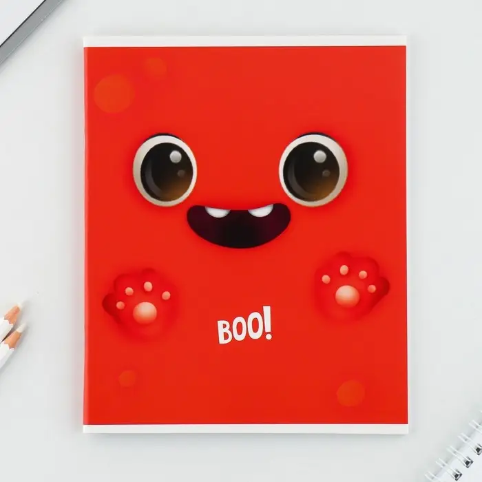 Тетрадь в клетку, 48 л., А5, на скрепке, блок №1, Boo!, МИКС Тетрадь в клетку, 48 л., А5, на скрепке, блок №1, Boo!, МИКС