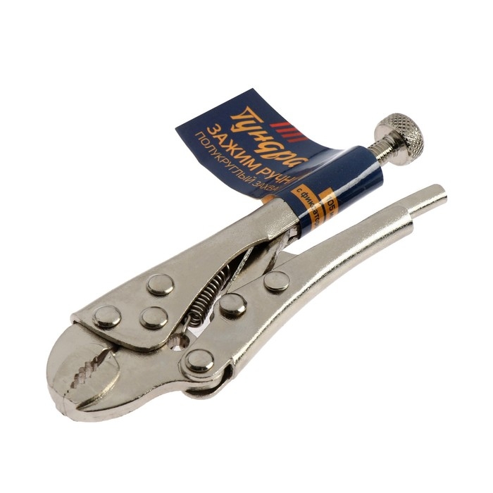 Зажим ручной ТУНДРА, полукруглый захват, с фиксатором, 105 мм Зажим ручной ТУНДРА, полукруглый захват, с фиксатором, 105 мм