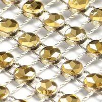 Лента с имитацией страз, 4 см, 9&plusmn;1 м, цвет золотой