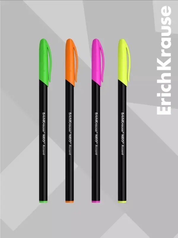 Ручка шариковая ErichKrause. Neo Accent, синий стержень, узел 0.7 мм, МИКС