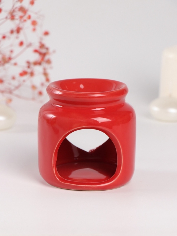 Аромалампа керамика + ароматический воск Аромалампа керамика + ароматический воск "Сердце" красная 7,5х7,5х8 см