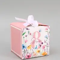 Коробка подарочная складная, упаковка, &laquo;С 8 Марта, нежные цветы&raquo;, 12&times;12&times;12 см