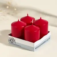 Набор: свеча - цилиндр &laquo;Интерьерный&raquo;, 4 шт., 6&times;4 см, 10 ч, бордовый