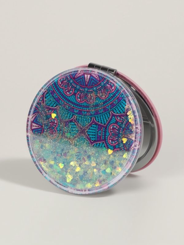 Зеркало складное «Мандала», d = 7,2 см, с увеличением, цвет МИКС