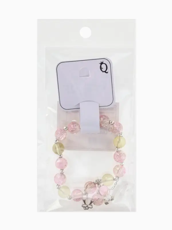 Браслет с подвесками &laquo;Сахарный. Мишка&raquo;, шар №10/8, d=6 см, розовый, жёлтый в серебре