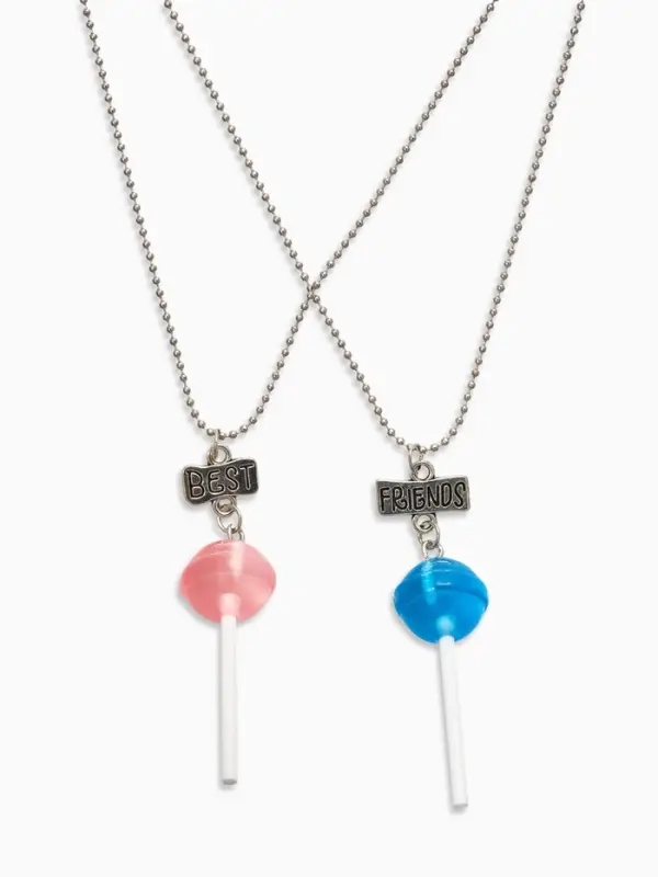 Кулоны парные &laquo;Неразлучники. Леденцы&raquo;, L=40.5 см, набор 2 шт. синие, розовый